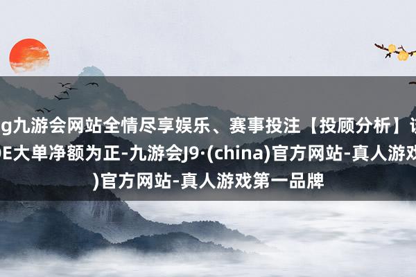 ag九游会网站全情尽享娱乐、赛事投注【投顾分析】该股本日DDE大单净额为正-九游会J9·(china)官方网站-真人游戏第一品牌